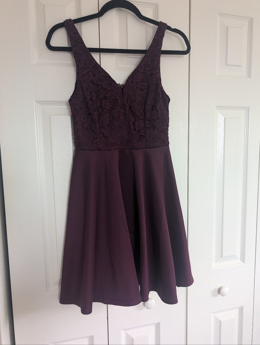 As U Wish Plum Lace V-Neck Mini Dress